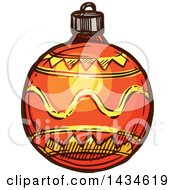 Clipart Of A Sketched Christmas Bauble Ornament Royalty Free Vector Illustration by Vector Tradition SM