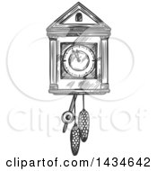 Poster, Art Print Of Sketched Dark Gray Cuckoo Clock