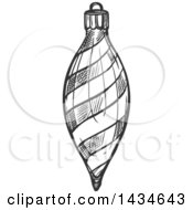 Clipart Of A Sketched Dark Gray Christmas Bauble Ornament Royalty Free Vector Illustration