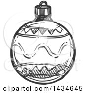 Clipart Of A Sketched Dark Gray Christmas Bauble Ornament Royalty Free Vector Illustration
