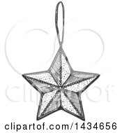 Clipart Of A Sketched Dark Gray Star Christmas Ornament Royalty Free Vector Illustration