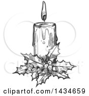 Poster, Art Print Of Sketched Dark Gray Christmas Candle