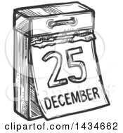 Poster, Art Print Of Sketched Dark Gray December 25 Christmas Calendar