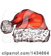 Clipart Of A Sketched Christmas Santa Hat Royalty Free Vector Illustration