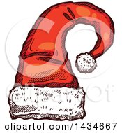 Clipart Of A Sketched Christmas Santa Hat Royalty Free Vector Illustration by Vector Tradition SM