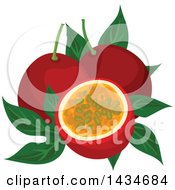 Clipart Of Tropical Exotic Passion Fruit Royalty Free Vector Illustration