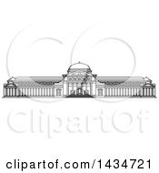 Clipart Of A Black And White Line Drawing Styled American Landmark Museum Of Science And Industry Royalty Free Vector Illustration