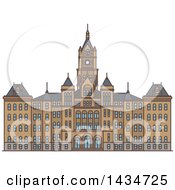 Poster, Art Print Of Line Drawing Styled American Landmark Salt Lake City And County Building