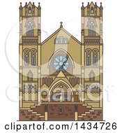 Poster, Art Print Of Line Drawing Styled American Landmark Cathedral Of The Madeleine