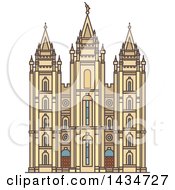 Line Drawing Styled American Landmark Salt Lake Temple