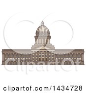 Poster, Art Print Of Line Drawing Styled American Landmark Utah State Capitol