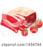 Poster, Art Print Of Chunk Of Baon And Slices With Tomatoes
