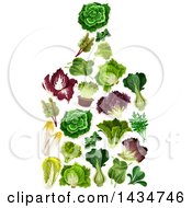 Clipart Of A Cutting Board Made Of Greens Royalty Free Vector Illustration