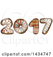 Poster, Art Print Of Sketched New Year 2017 Made Of Gingerbread Cookies