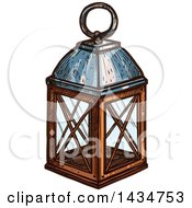 Clipart Of A Sketched Lantern Royalty Free Vector Illustration