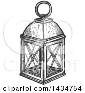 Clipart Of A Sketched Dark Gray Lantern Royalty Free Vector Illustration