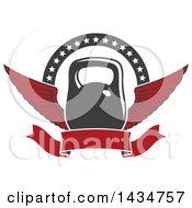 Clipart Of A Winged Kettlebell With Stars And A Banner Royalty Free Vector Illustration by Vector Tradition SM