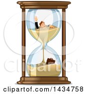 Poster, Art Print Of White Businessman Drowing In An Hourglass