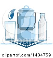 Poster, Art Print Of Milk Can Bottle And Glass