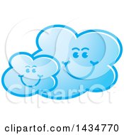 Clipart Of A Blue Happy Cloud Family Royalty Free Vector Illustration