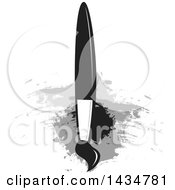 Clipart Of A Paintbrush Over Black And Gray Stokes Royalty Free Vector Illustration