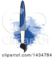 Clipart Of A Paintbrush Over Blue Stokes Royalty Free Vector Illustration