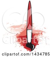 Clipart Of A Paintbrush Over Red Stokes Royalty Free Vector Illustration