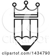 Clipart Of A Black And White Crowned Pencil Royalty Free Vector Illustration