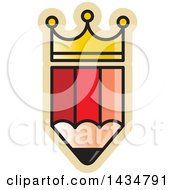 Clipart Of A Crowned Pencil Royalty Free Vector Illustration by Lal Perera