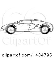 Clipart Of A Black And White Sports Car Royalty Free Vector Illustration