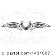 Clipart Of A Half Circle And Silver Wings Royalty Free Vector Illustration