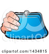 Poster, Art Print Of Hand Holding A Blue Coin Purse