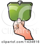Hand Holding A Green Coin Purse