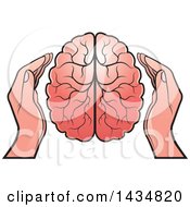 Clipart Of A Human Brain With Hands Royalty Free Vector Illustration by Lal Perera