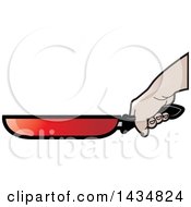 Clipart Of A Hand Gripping A Frying Pan Handle Royalty Free Vector Illustration by Lal Perera