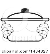 Clipart Of Black And White Hands Holding A Pot Royalty Free Vector Illustration