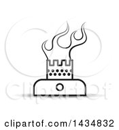Poster, Art Print Of Black And White Stove Burner With Flames