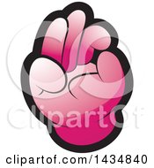 Clipart Of A Pink Hand Gesturing Ok Royalty Free Vector Illustration