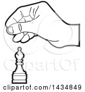 Poster, Art Print Of Black And White Hand Moving A Bishop Chess Piece