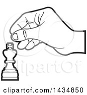 Poster, Art Print Of Black And White Hand Moving A King Chess Piece