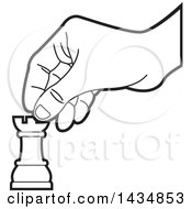 Poster, Art Print Of Black And White Hand Moving A Rook Chess Piece