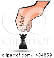 Clipart Of A Hand Moving A Rook Chess Piece Royalty Free Vector Illustration by Lal Perera