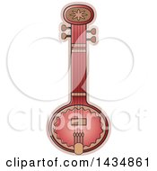 Clipart Of A Stringed Indian Musical Instrument Royalty Free Vector Illustration