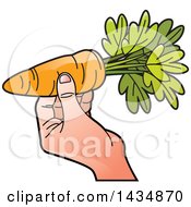 Clipart Of A Hand Holding A Carrot Royalty Free Vector Illustration by Lal Perera