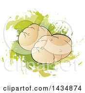 Clipart Of Potatoes Over Green Splatters Royalty Free Vector Illustration by Lal Perera