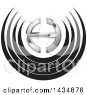 Clipart Of A Silver Letter H And Black Curves Royalty Free Vector Illustration by Lal Perera