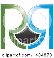 Clipart Of A Mirrored Blue And Green Capital Letter R Design Royalty Free Vector Illustration