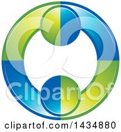Clipart Of A Green And Blue Couple Dancing Or Embracing And Forming A Circle Royalty Free Vector Illustration by Lal Perera
