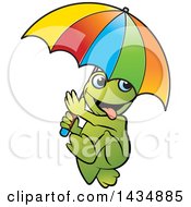 Poster, Art Print Of Goofy Frog Walking With An Umbrella