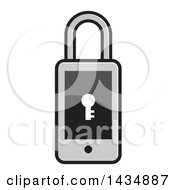 Clipart Of A Shiny Smart Phone Padlock With A Keyhole On The Screen Royalty Free Vector Illustration by Lal Perera